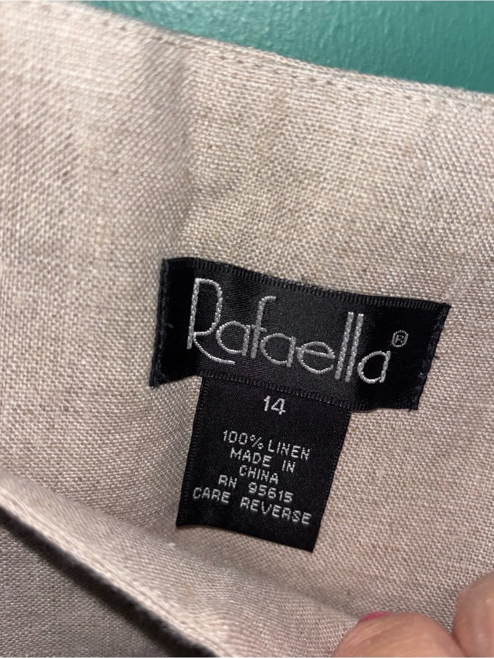 Rafaella size 14 new linen Sleeveless Embroidered Midi Dress - Picture 6 of 6